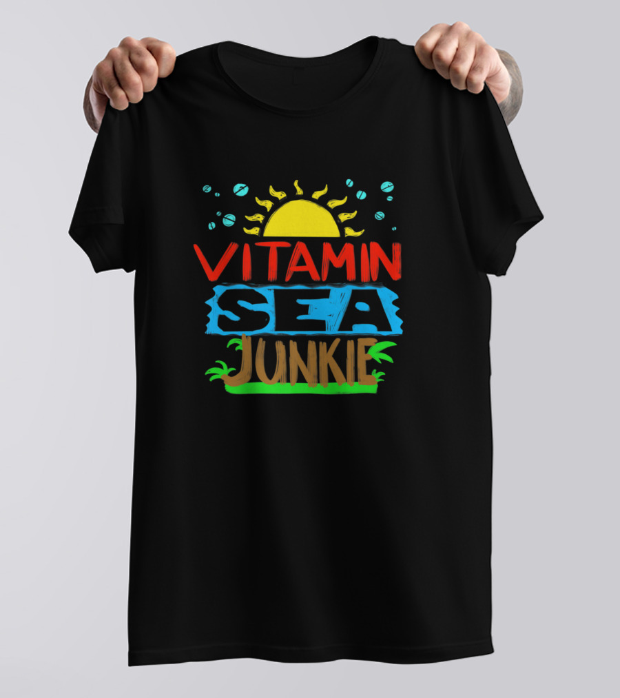 Vitamin Sea Junkie With Sun And Wave Elements T-Shirt