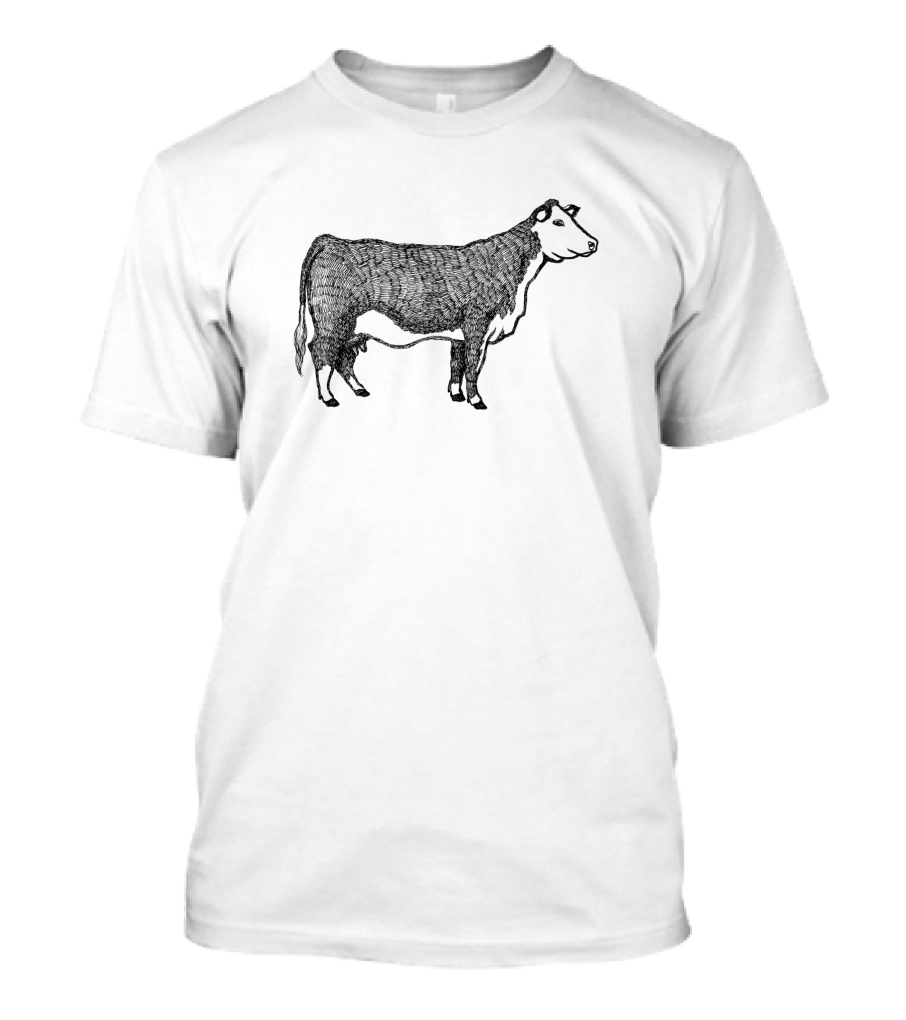 Cow Hand Drawn Shirt Black And White Sketch T-Shirt