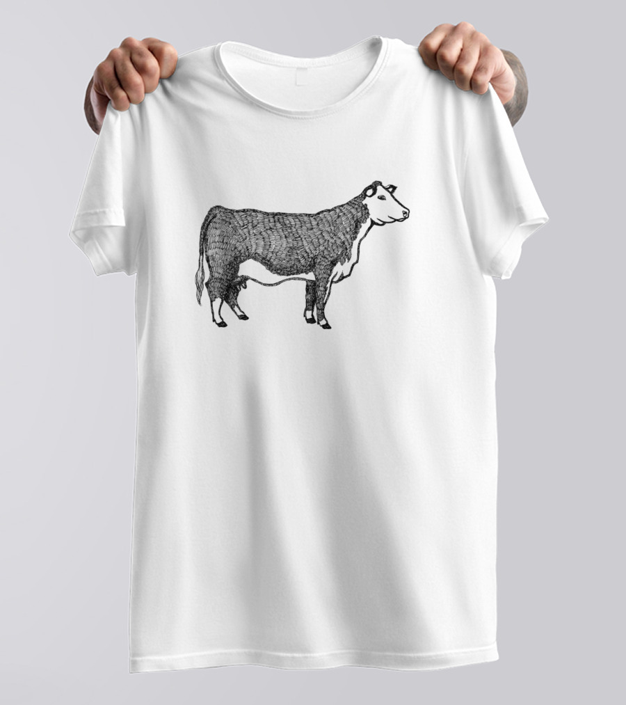 Cow Hand Drawn Shirt Black And White Sketch T-Shirt