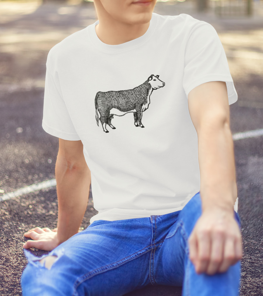 Cow Hand Drawn Shirt Black And White Sketch T-Shirt