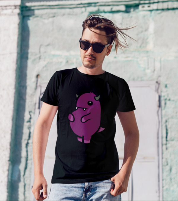 Cute Monster Purple Cartoon Character T-Shirt