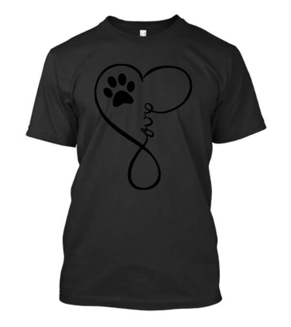 Love Heart Paw Symbol Cute Animals Dog Cats T-Shirt
