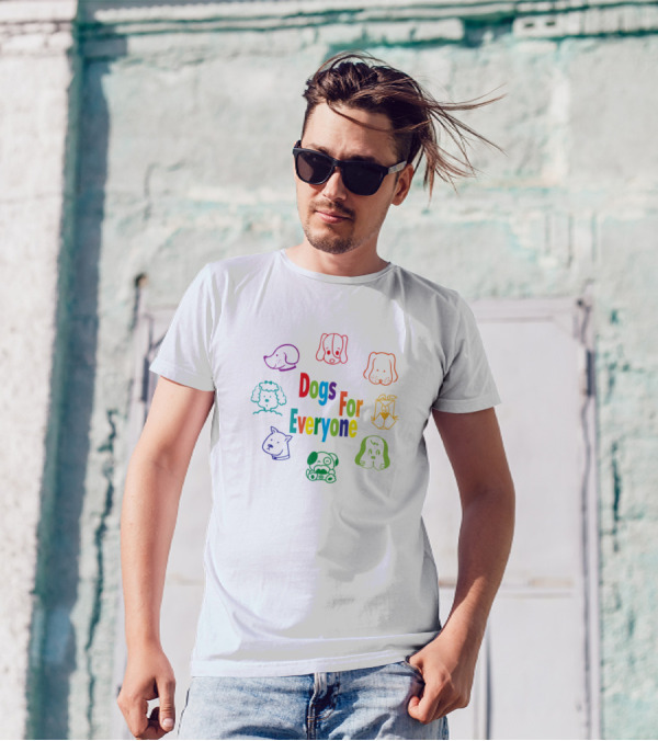 Dogs For Everyone Colorful Mixed Breed Faces T-Shirt