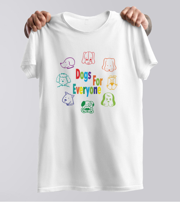 Dogs For Everyone Colorful Mixed Breed Faces T-Shirt