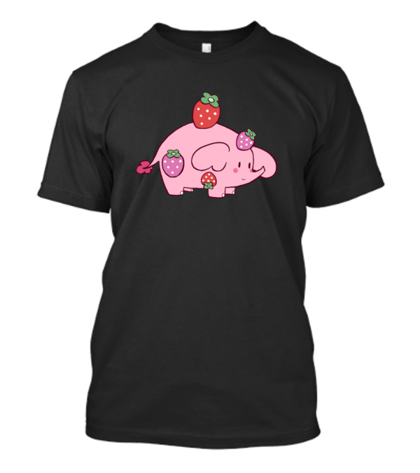 Elephant With Strawberry Playful Cute Happy Fun T-Shirt