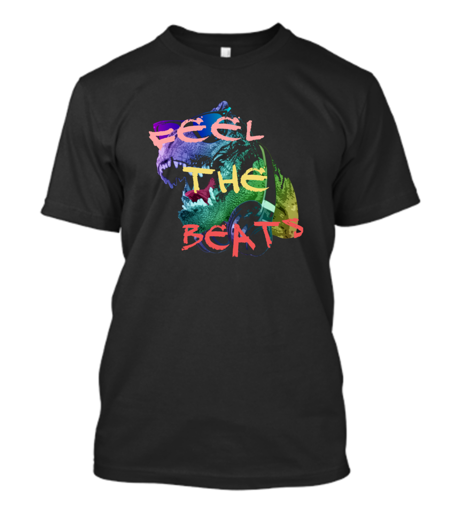Feel The Beats Vibrant Colorful Bear With Headphones T-Shirt