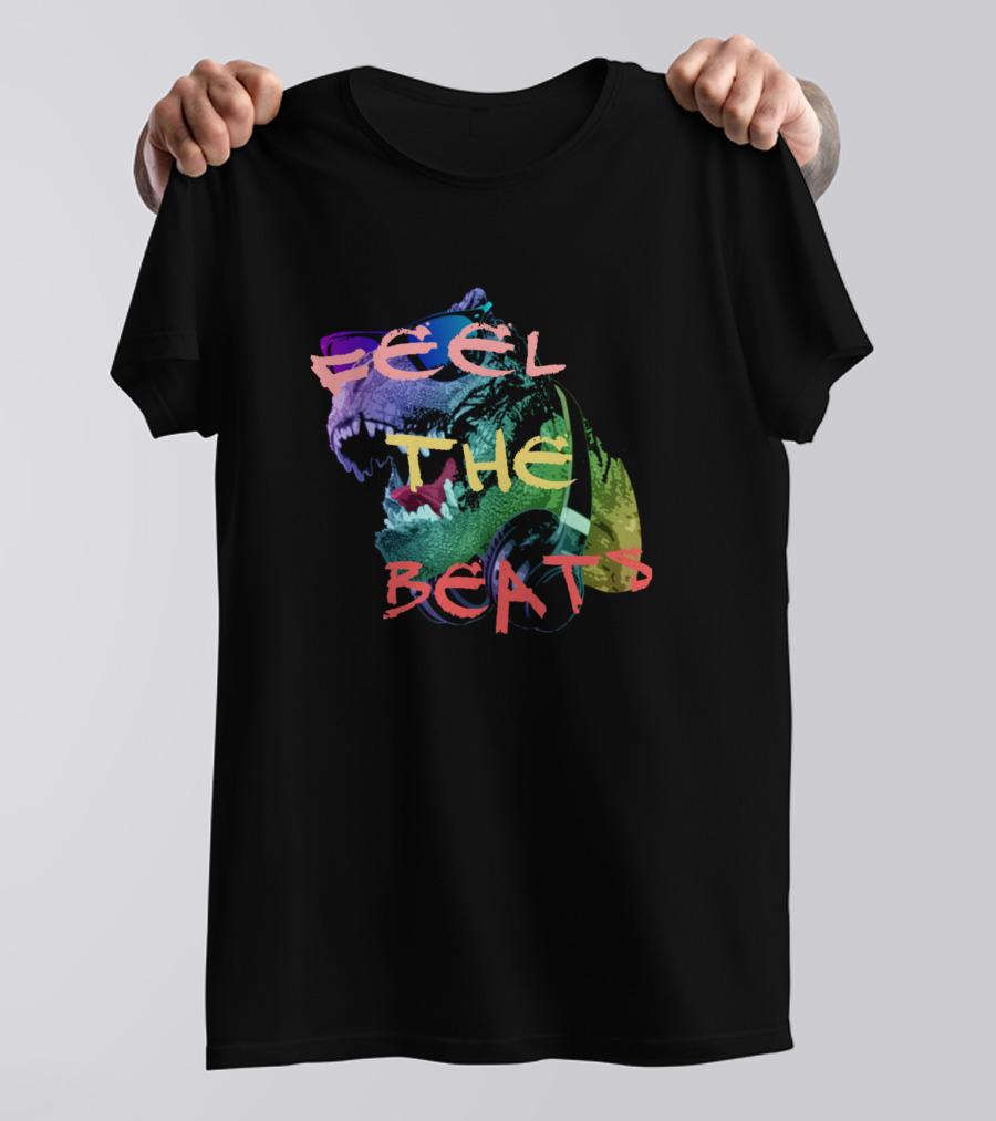 Feel The Beats Vibrant Colorful Bear With Headphones T-Shirt