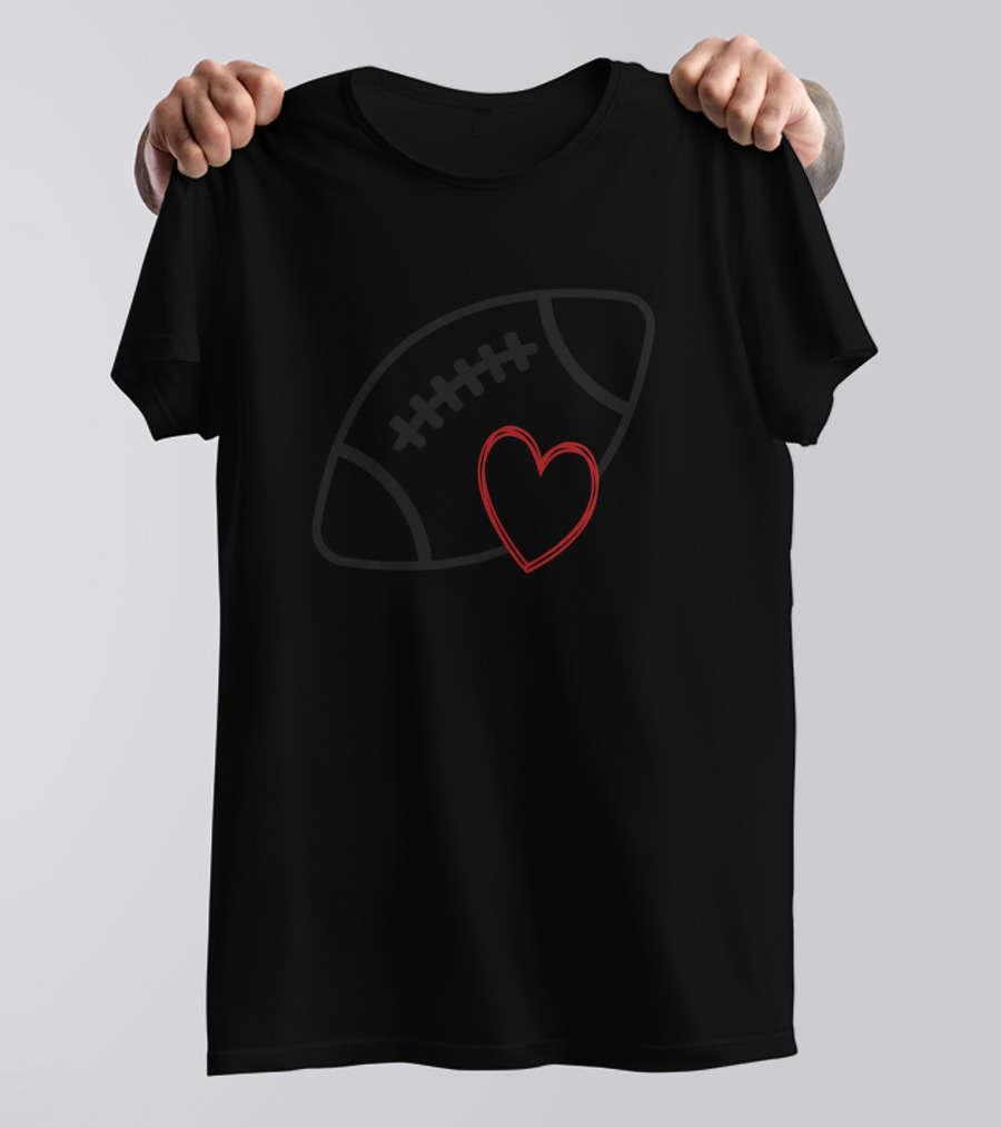 Football And Heart Symbol Connection T-Shirt