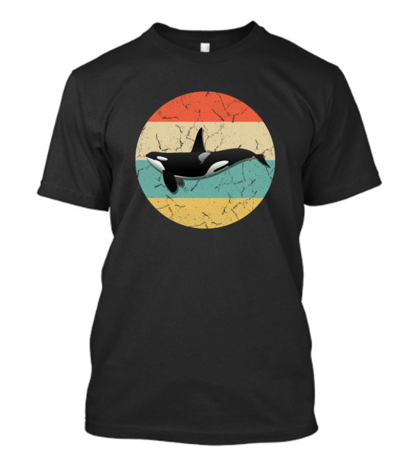 Funny Vintage Orca Lovers Family Killer Whale Retro Stripes T-Shirt