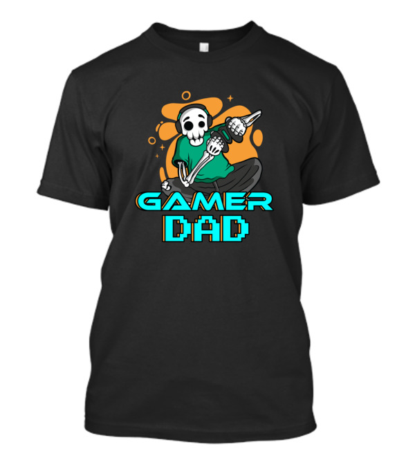 Gamer Dad Skeleton With Headphones And Controller T-Shirt