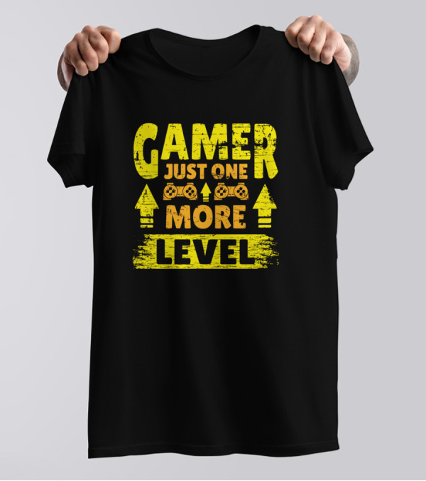Gamer Just One More Level Yellow Console Controller Arrows T-Shirt