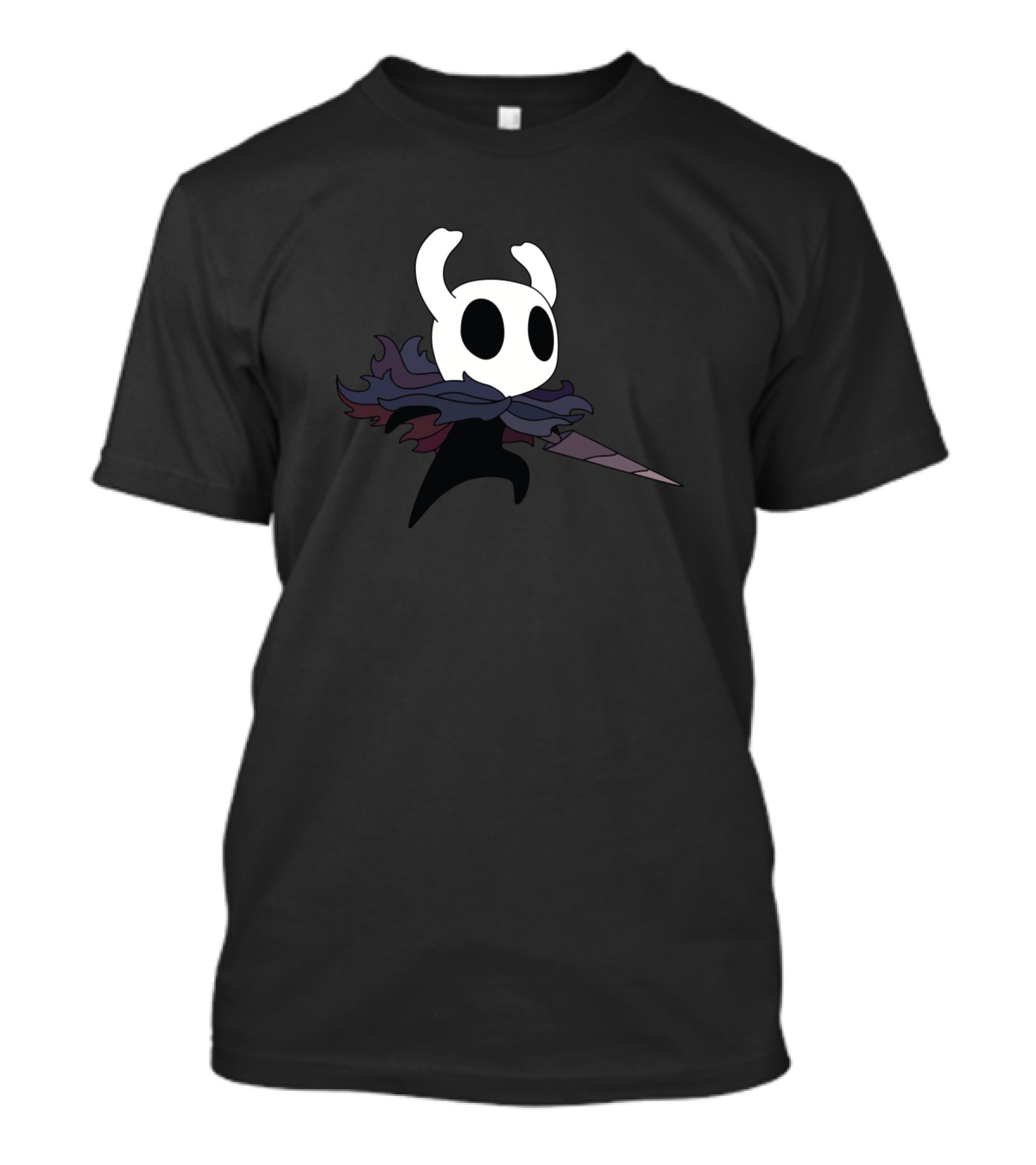 Hollow Knight Silhouette With Sword And Scarf Motif T-Shirt