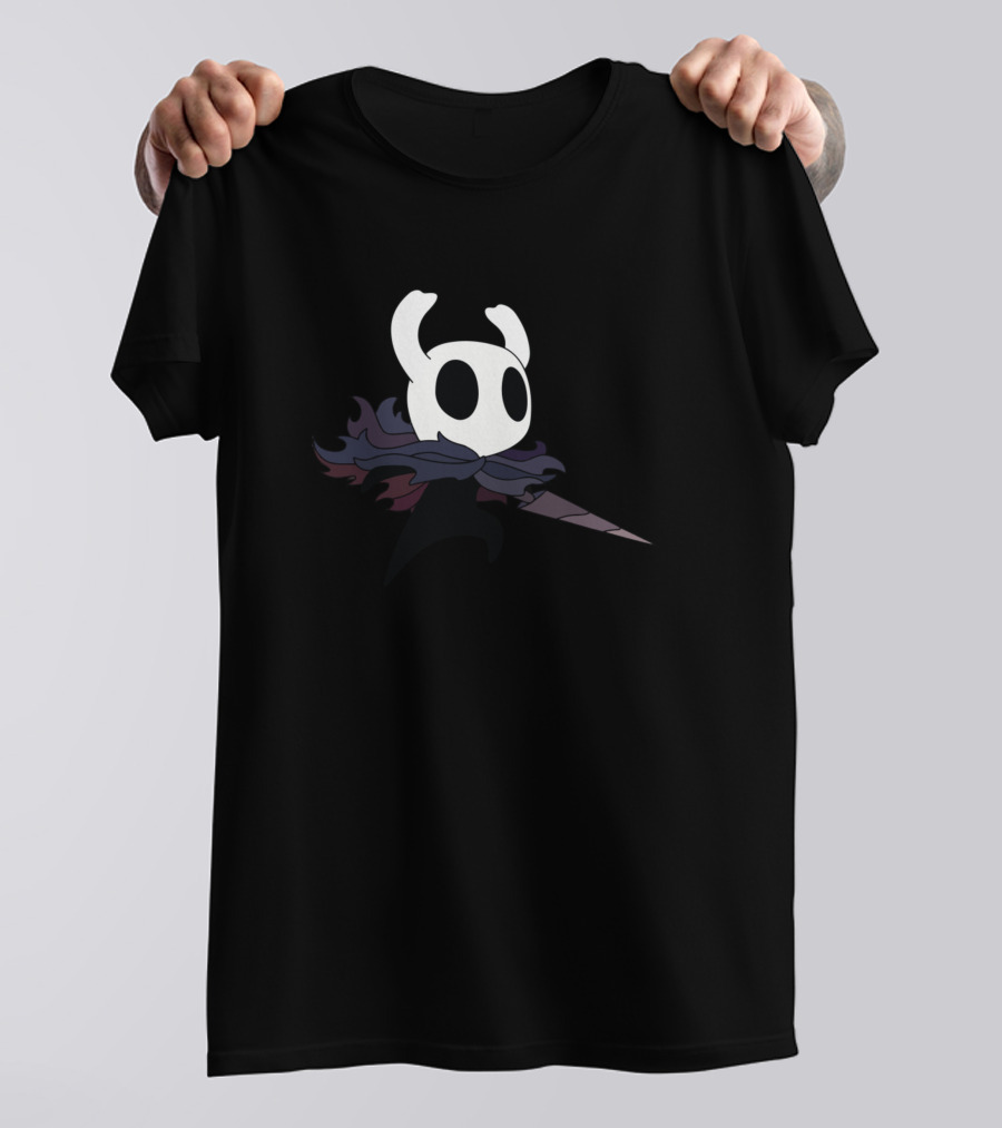 Hollow Knight Silhouette With Sword And Scarf Motif T-Shirt