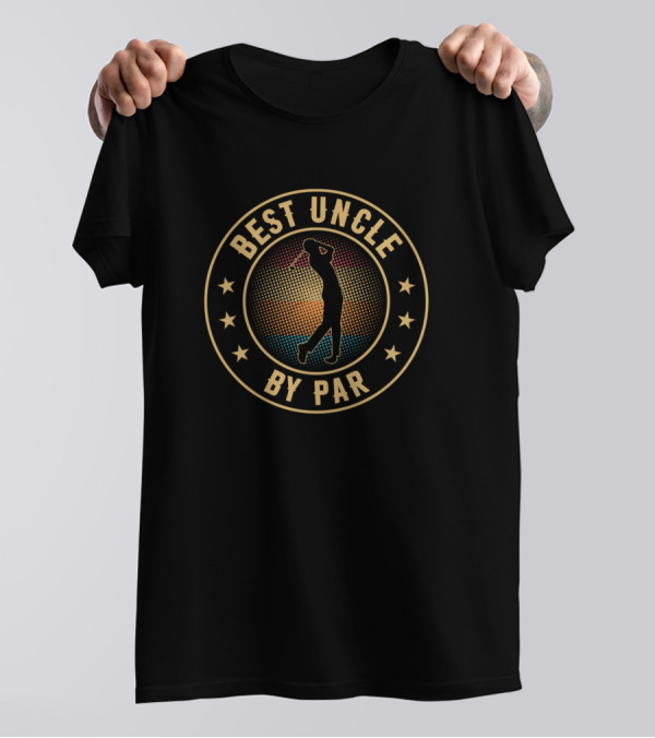 Best Uncle By Par Funny Golfer Silhouette Retro Circle Stars T-Shirt