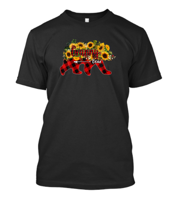 Granny Bear Floral Sunflower Plaid Buffalo T-Shirt