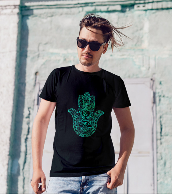 Hamsa Eye Symbol Yoga Meditation Spiritual Mandala T-Shirt