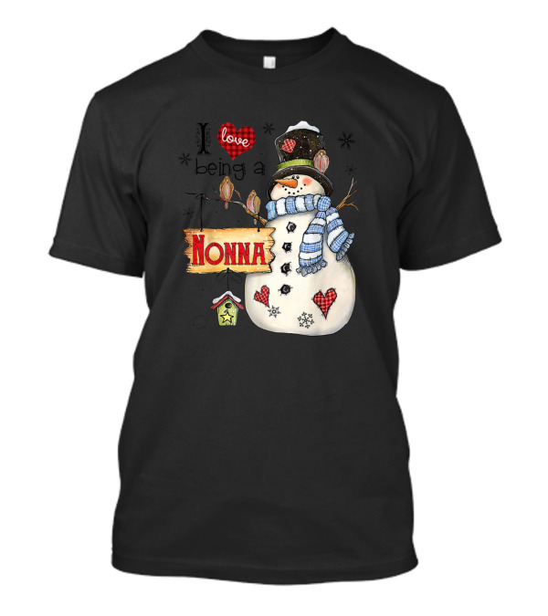 I Love Being A Nonna Cute Snowman Holiday Family Cheer T-Shirt