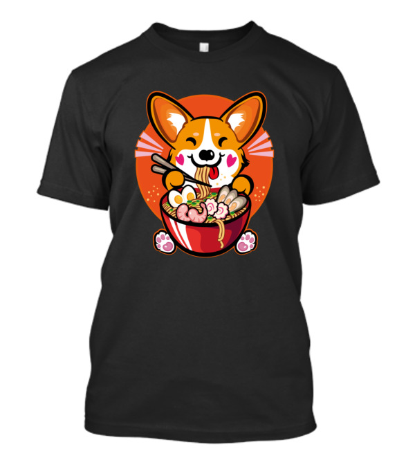 Kawaii Welsh Corgi Ramen Anime Otaku Japanese T-Shirt