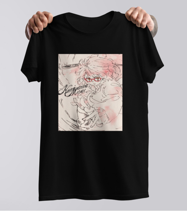 Kuriyama Mirai Sketch With Red Glasses And Dynamic Pose T-Shirt