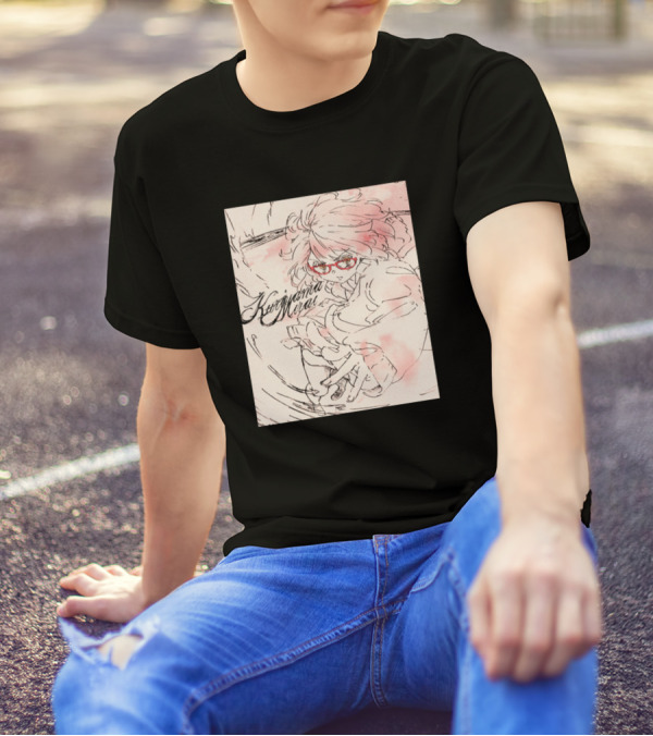 Kuriyama Mirai Sketch With Red Glasses And Dynamic Pose T-Shirt