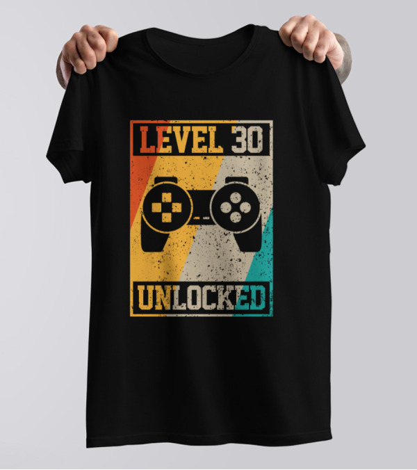 Level 30 Unlocked Vintage Gamer Controller T-Shirt