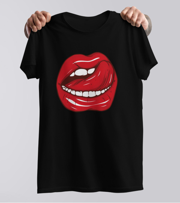 Lips Teeth Tongue Big Mouth Bold Red Expression T-Shirt