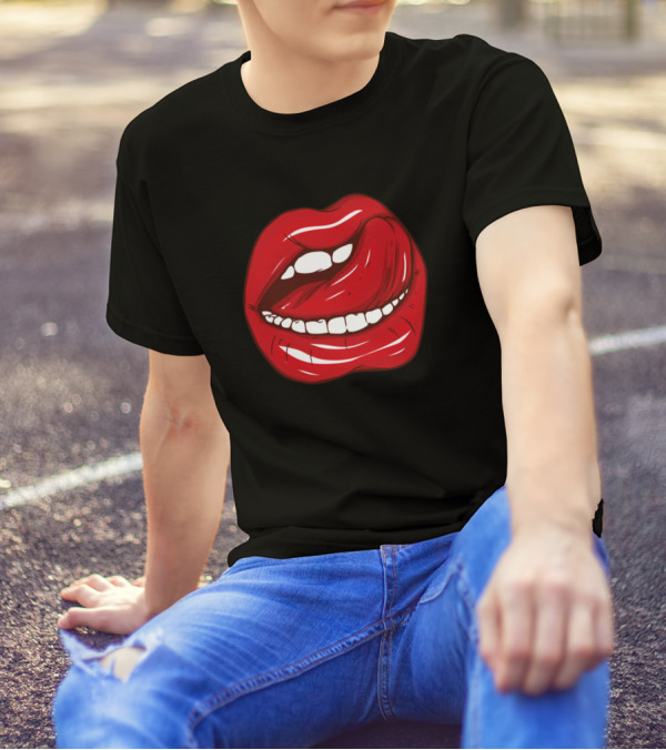 Lips Teeth Tongue Big Mouth Bold Red Expression T-Shirt