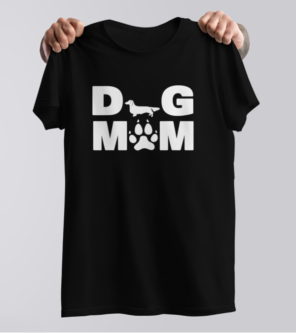 Dog Mom Long Haired Dachshund Paw T-Shirt