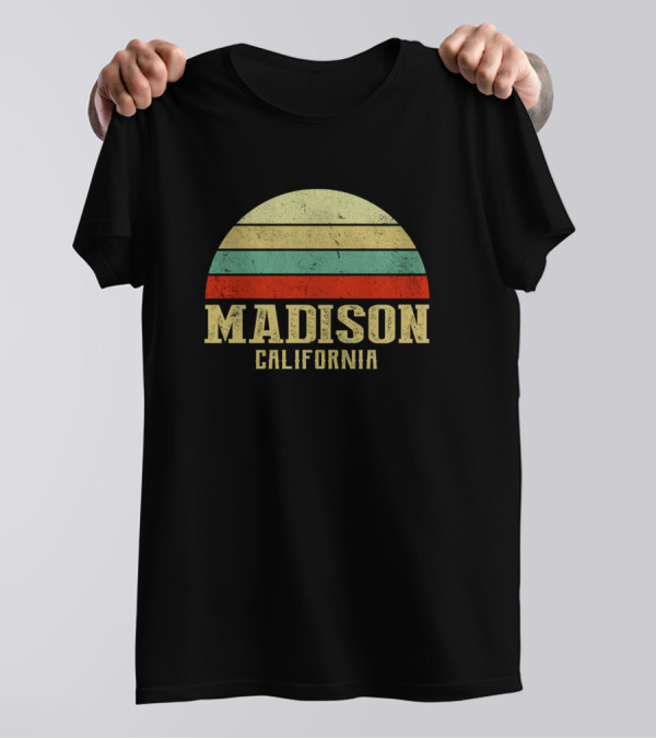 Madison California Vintage Retro Sunset Striped Retro Look T-Shirt