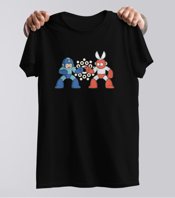 Mega Man And Cut Man Iconic Battle Scene T-Shirt