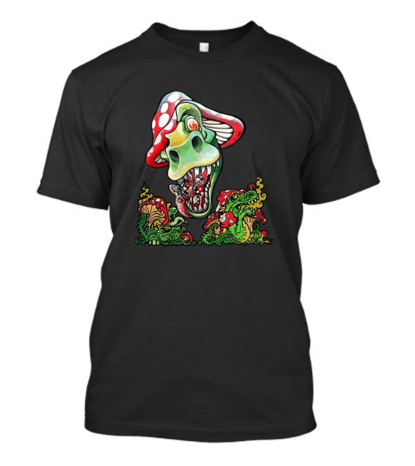 Mushroom Dinosaur Psychedelic Fantasy T-Shirt