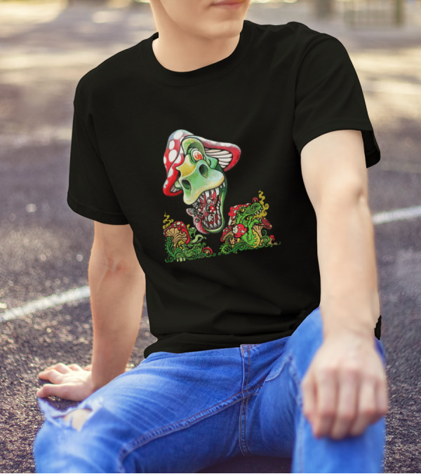 Mushroom Dinosaur Psychedelic Fantasy T-Shirt