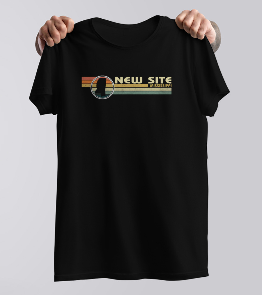 New Site Mississippi Vintage Retro Sunset Silhouette Stripes T-Shirt