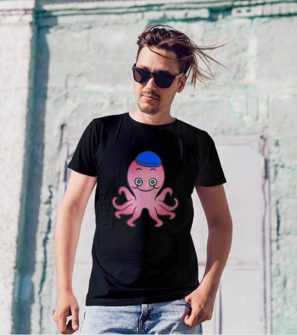 Octopus Schoolboy With Blue Cap T-Shirt