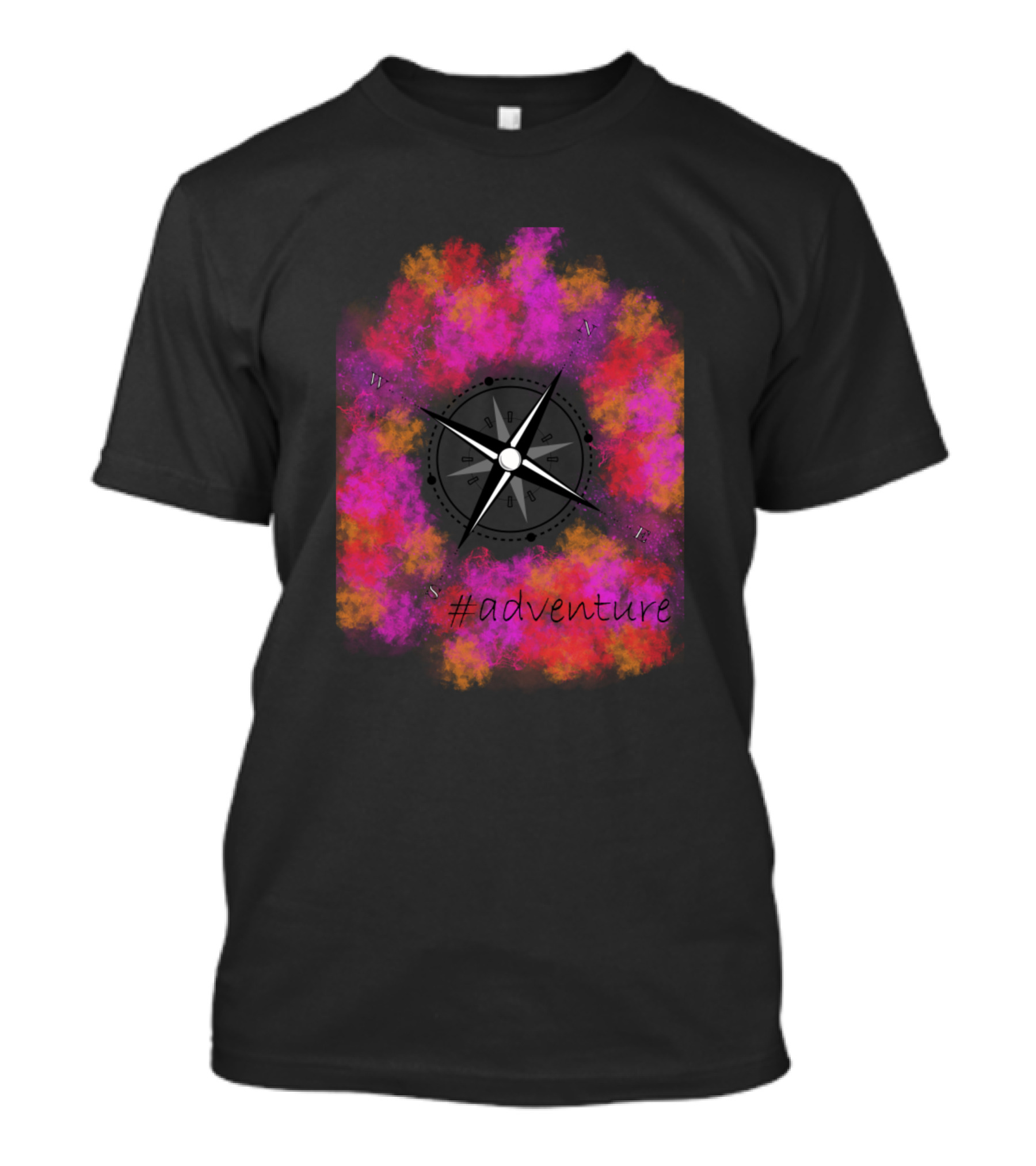 Adventure Compass In Vibrant Pink And Orange Clouds T-Shirt