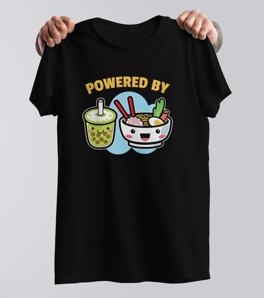 Powered By Bubble Tea Ramen Drink Lover Cute Kawai T-Shirt