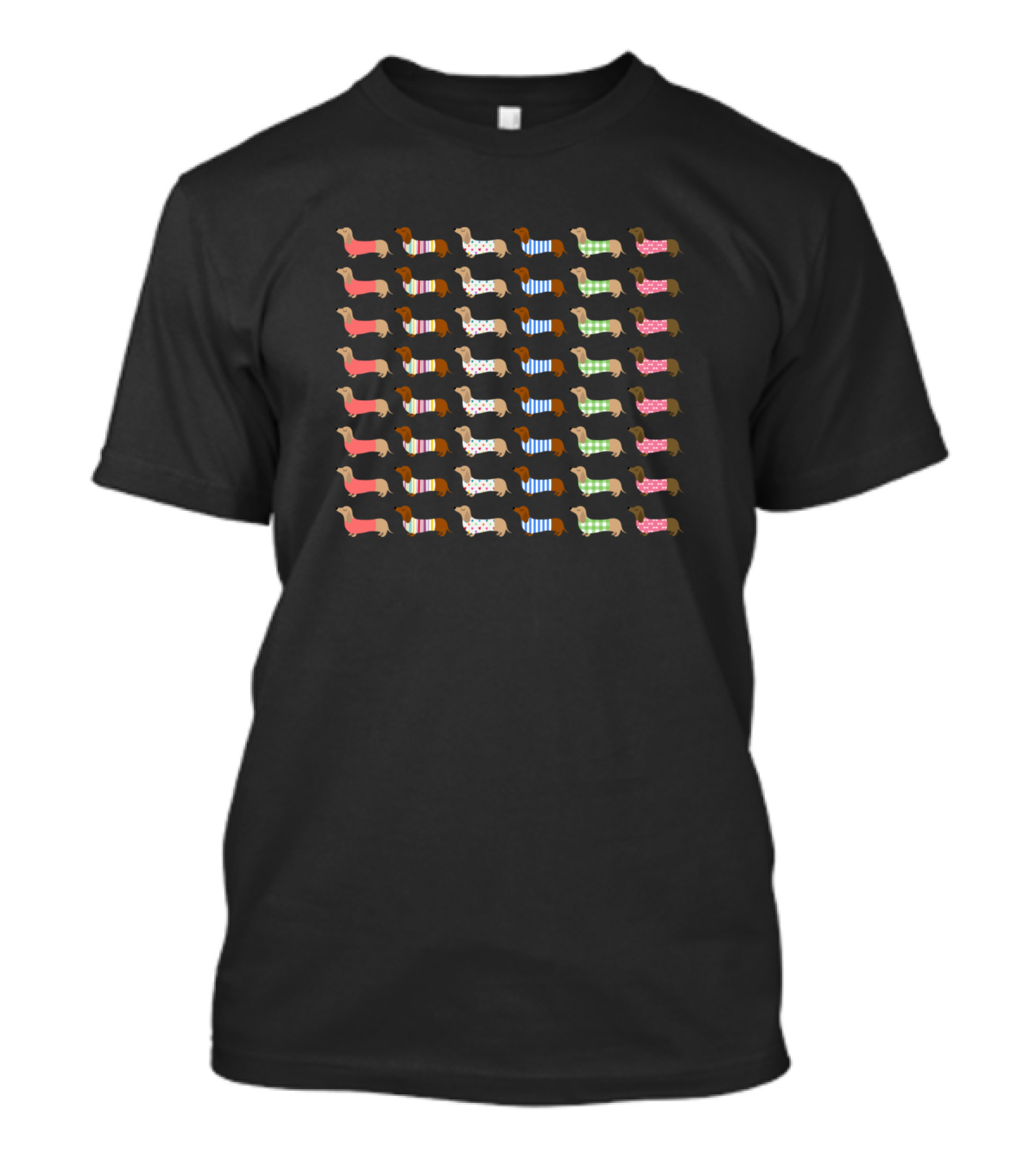 Proud Dachshunds Colorful Doxie Rows T-Shirt