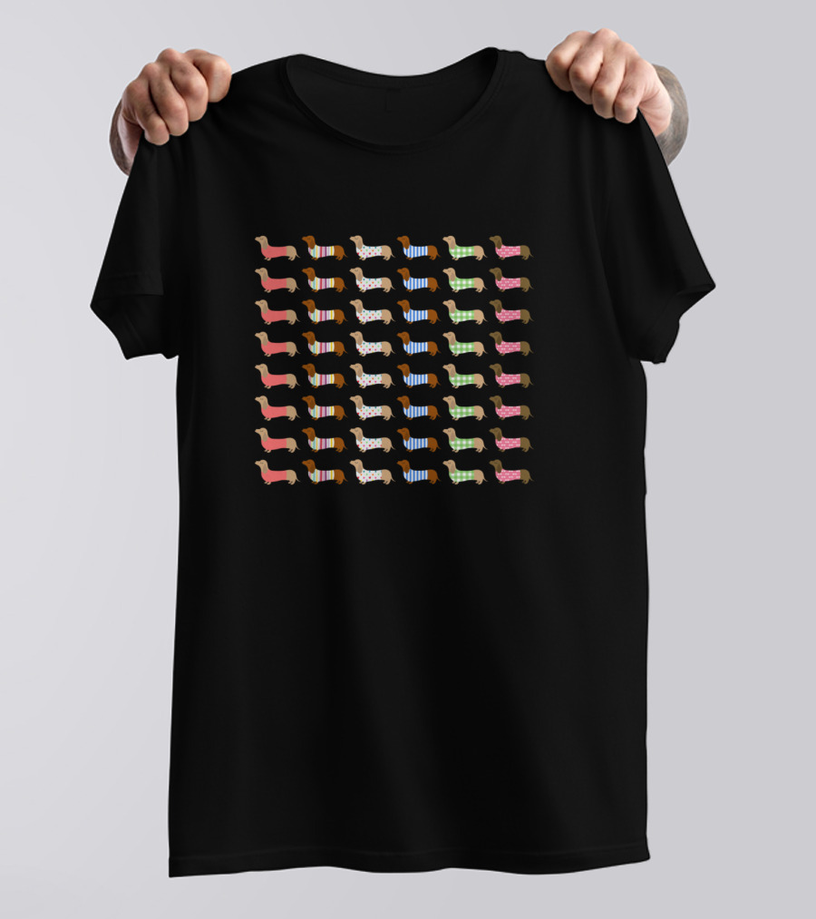 Proud Dachshunds Colorful Doxie Rows T-Shirt