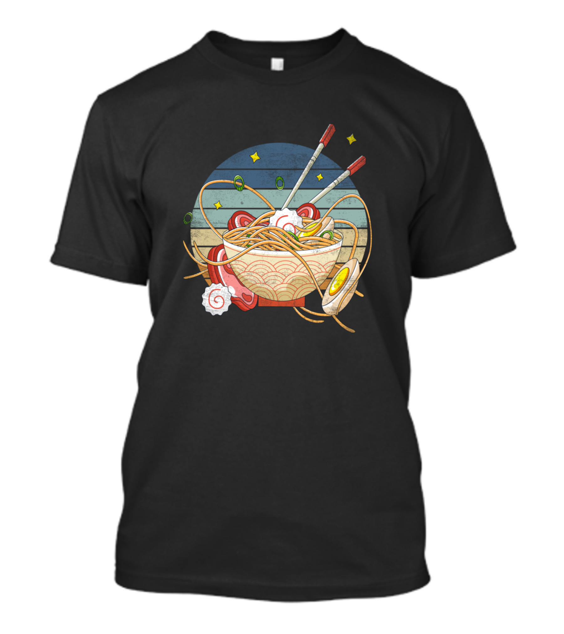 Ramen Bowl Chopstick Japanese Noodle Soup Kawaii With Stars And Egg T-Shirt
