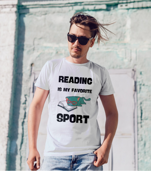 Reading Is My Favorite Sport Cat With Glasses And Book T-Shirt