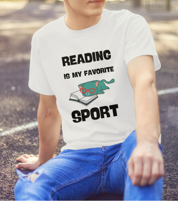 Reading Is My Favorite Sport Cat With Glasses And Book T-Shirt