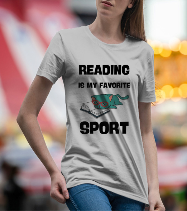 Reading Is My Favorite Sport Cat With Glasses And Book T-Shirt