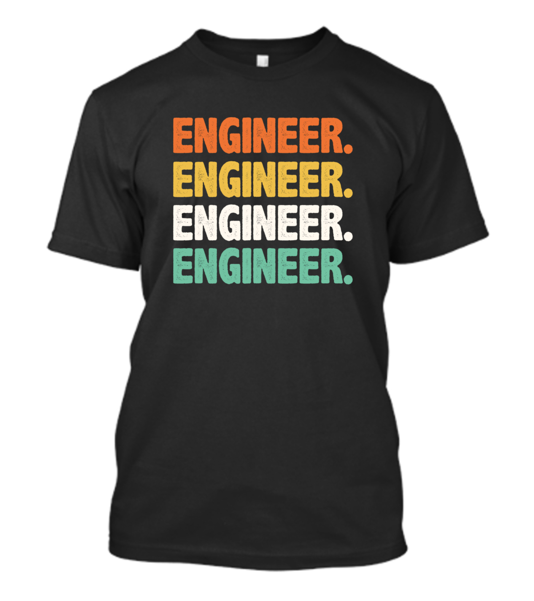 Retro Colorful Engineer Text Stacked T-Shirt