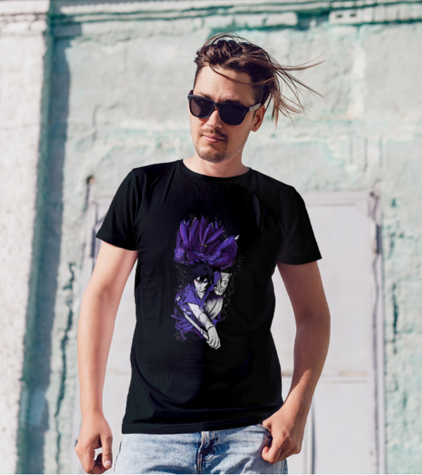 Sasuke Uchiha And Purple Susanoo Battle Stance T-Shirt