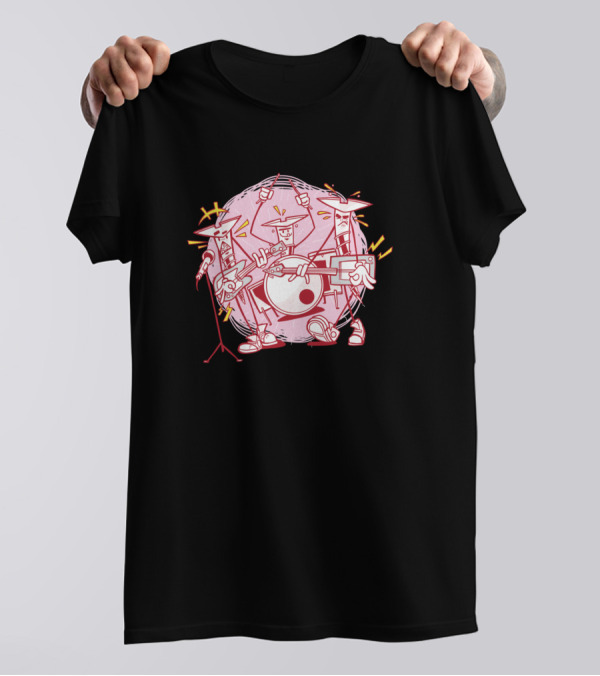 Screws Rock Band Cartoon Instrument Trio T-Shirt