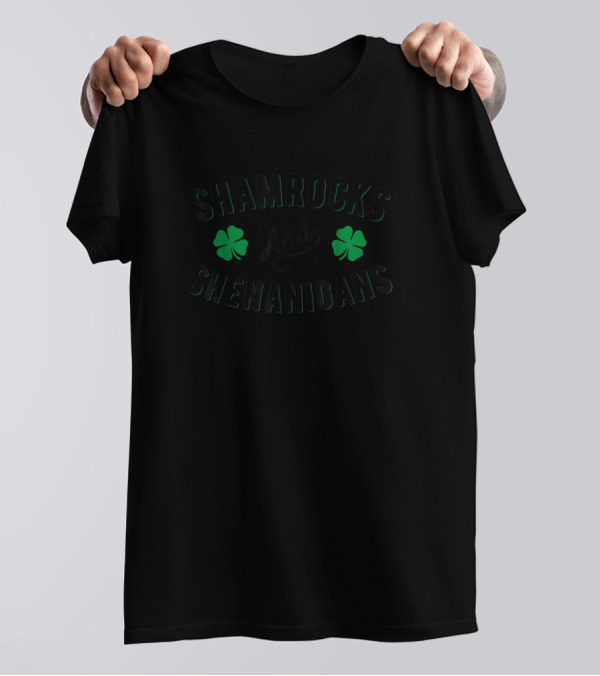 Shamrocks And Shenanigans With Green Clover Icons T-Shirt