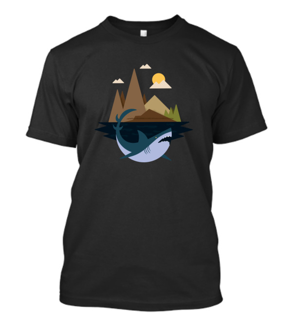 Shark Island Sunset Over Mountain Peaks And Ocean Waves T-Shirt