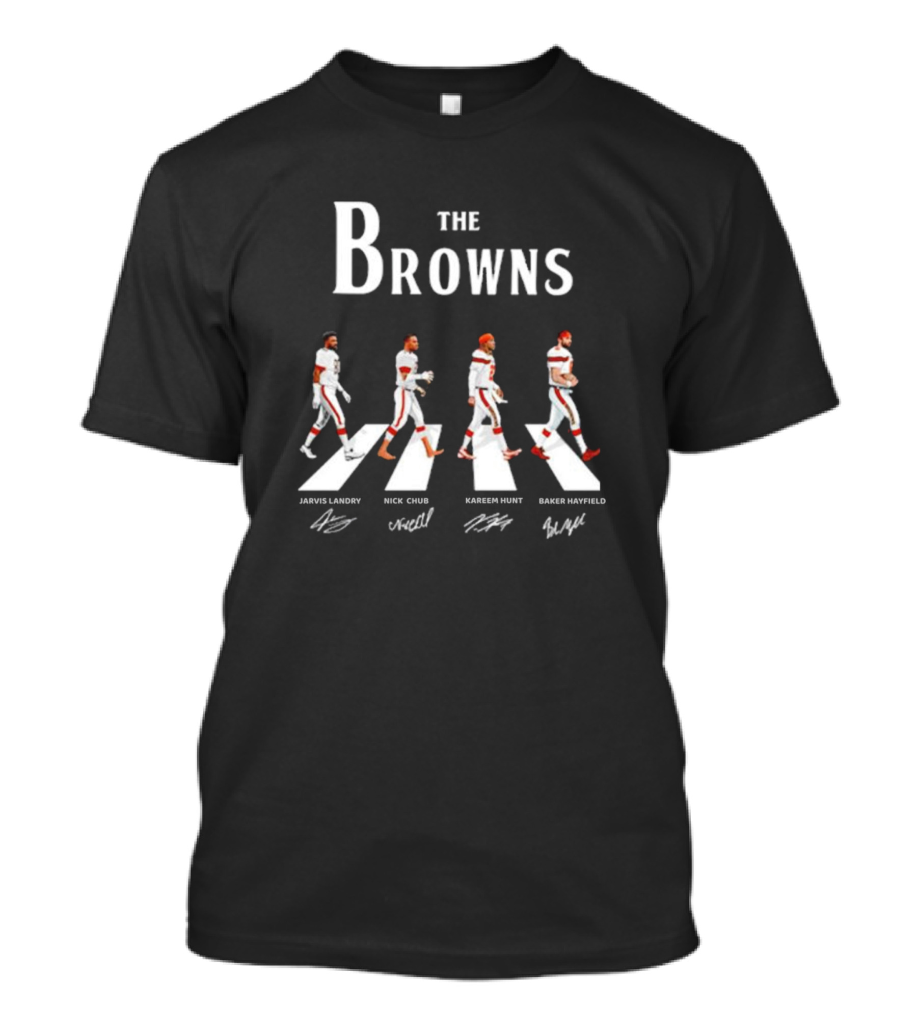 The Browns Abbey Road Signatures Jarvis Landry Nick Chubb Kareem Hunt Baker Mayfield T-Shirt