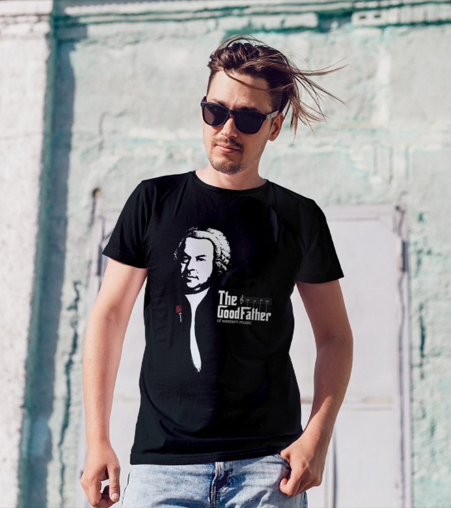 The Goodfather Of Western Music Bach Parody With Musical Notation T-Shirt