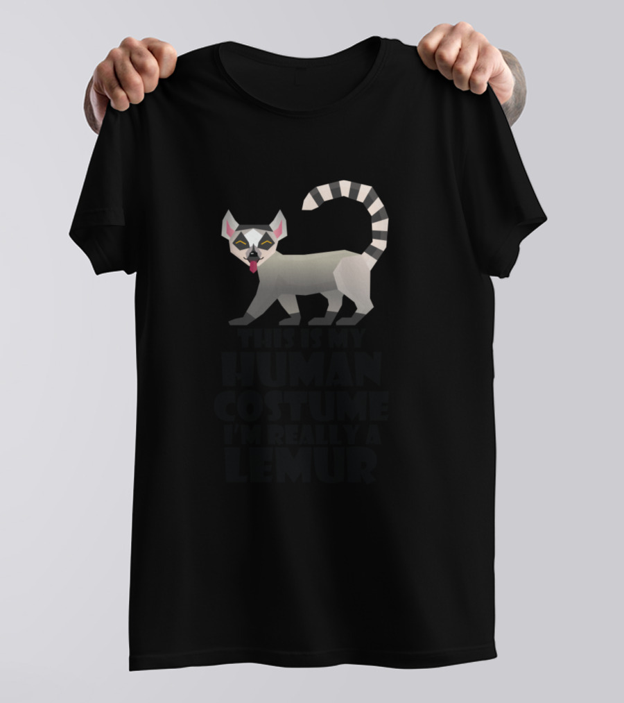 This Is My Human Costume I'm Really A Lemur With Cartoon Lemur T-Shirt